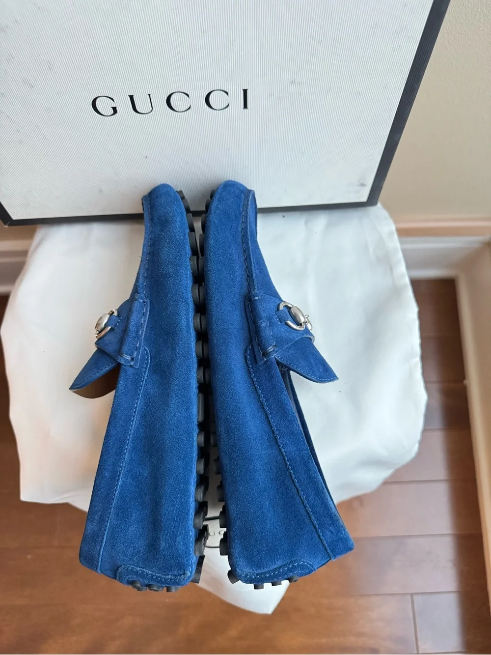 NWT Gucci Men’s Horsebit Loafers in Royal Blue, Suede, size 7 (US Men’s 7.5)